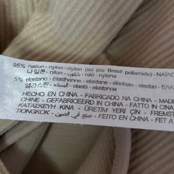 Zara Women's Beige Rib Knit Mock Neck Sleeveless Pullover Crop Tank Top Size M/L - Picture 4 of 4